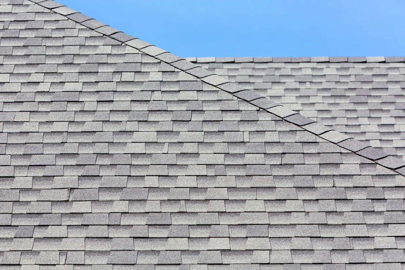 Close-up of a newly installed asphalt shingle roof