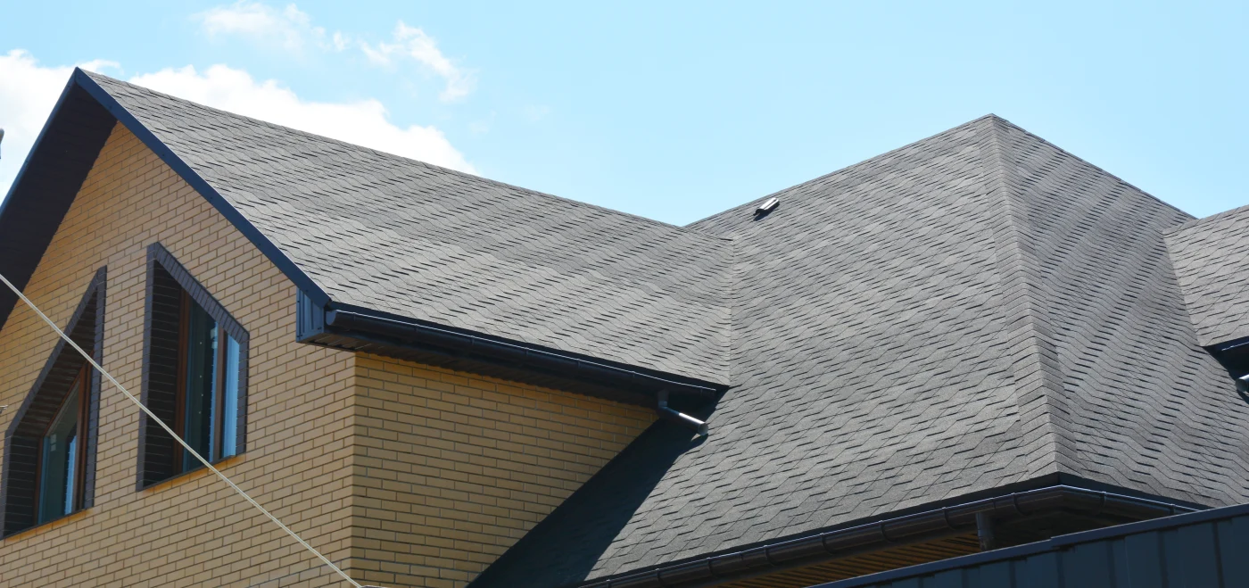Drone view of a newly installed shingle roof.