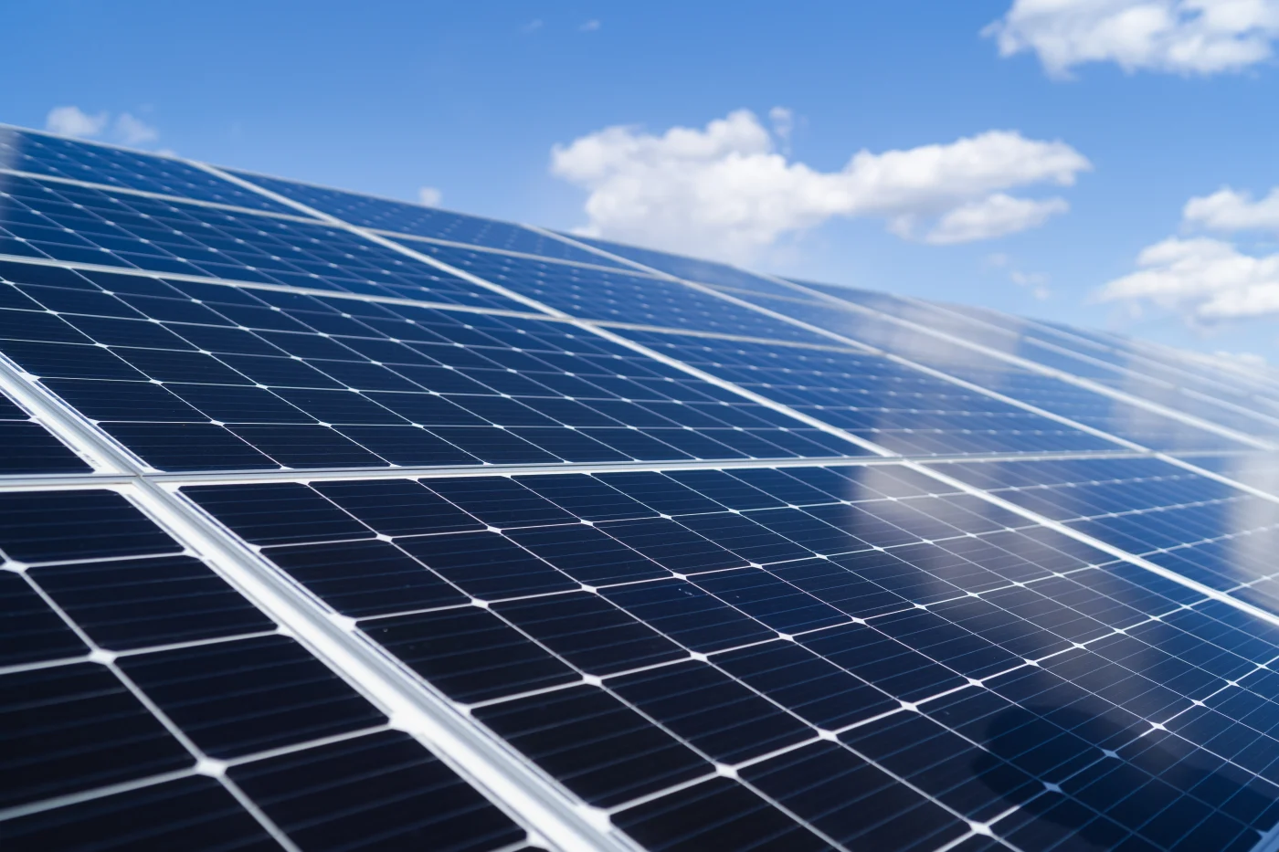 Close-up of solar panels.